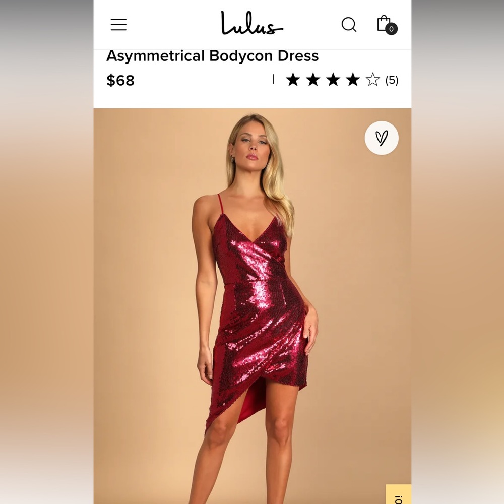 Lulu’s Below the Stars Wine Red Sequin Asymmetrical Bodycon Dress